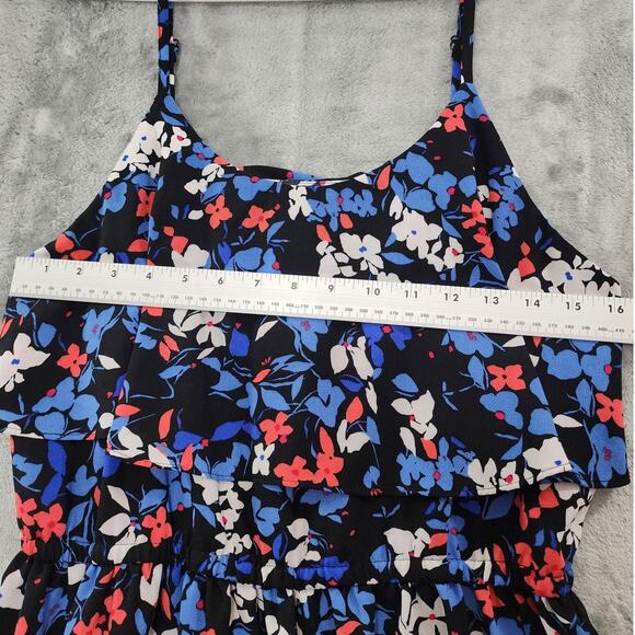 Elle Dress Womens M Black Blue Pink Floral Tiered Ruffled Sundress Flowy Preppy - Picture 8 of 11